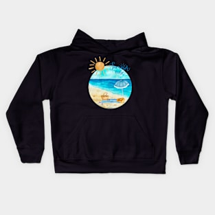 Beach summertime Adventure Explore the world travel lover palm tree sun Kids Hoodie